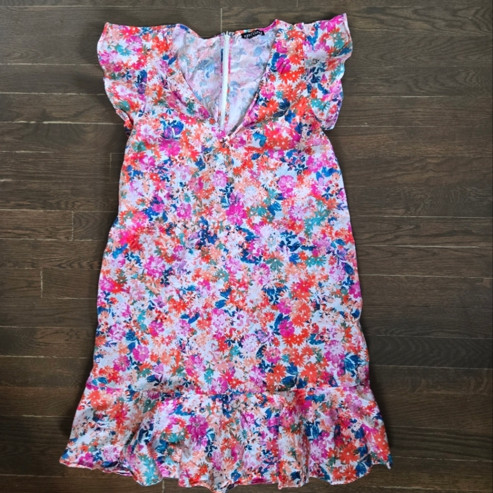 J. Crew Floral Mini Dress in Pink, Coral, Blue